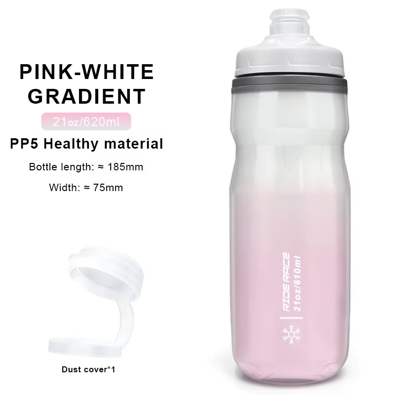 Bicycle Water Bottle Insulated Thermal 610Ml Outdoor Sport Cycling Dual Layer Portable MTB Road Bike Cold Water Kettle