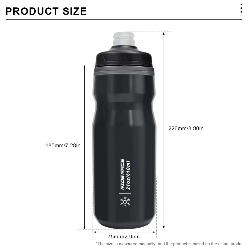 Bicycle Water Bottle Insulated Thermal 610Ml Outdoor Sport Cycling Dual Layer Portable MTB Road Bike Cold Water Kettle