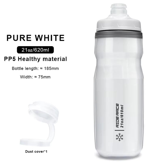 Bicycle Water Bottle Insulated Thermal 610Ml Outdoor Sport Cycling Dual Layer Portable MTB Road Bike Cold Water Kettle