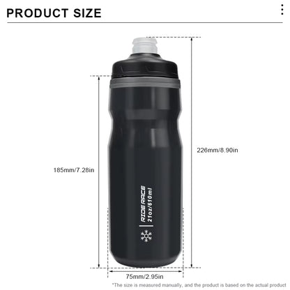 Bicycle Water Bottle Insulated Thermal 610Ml Outdoor Sport Cycling Dual Layer Portable MTB Road Bike Cold Water Kettle